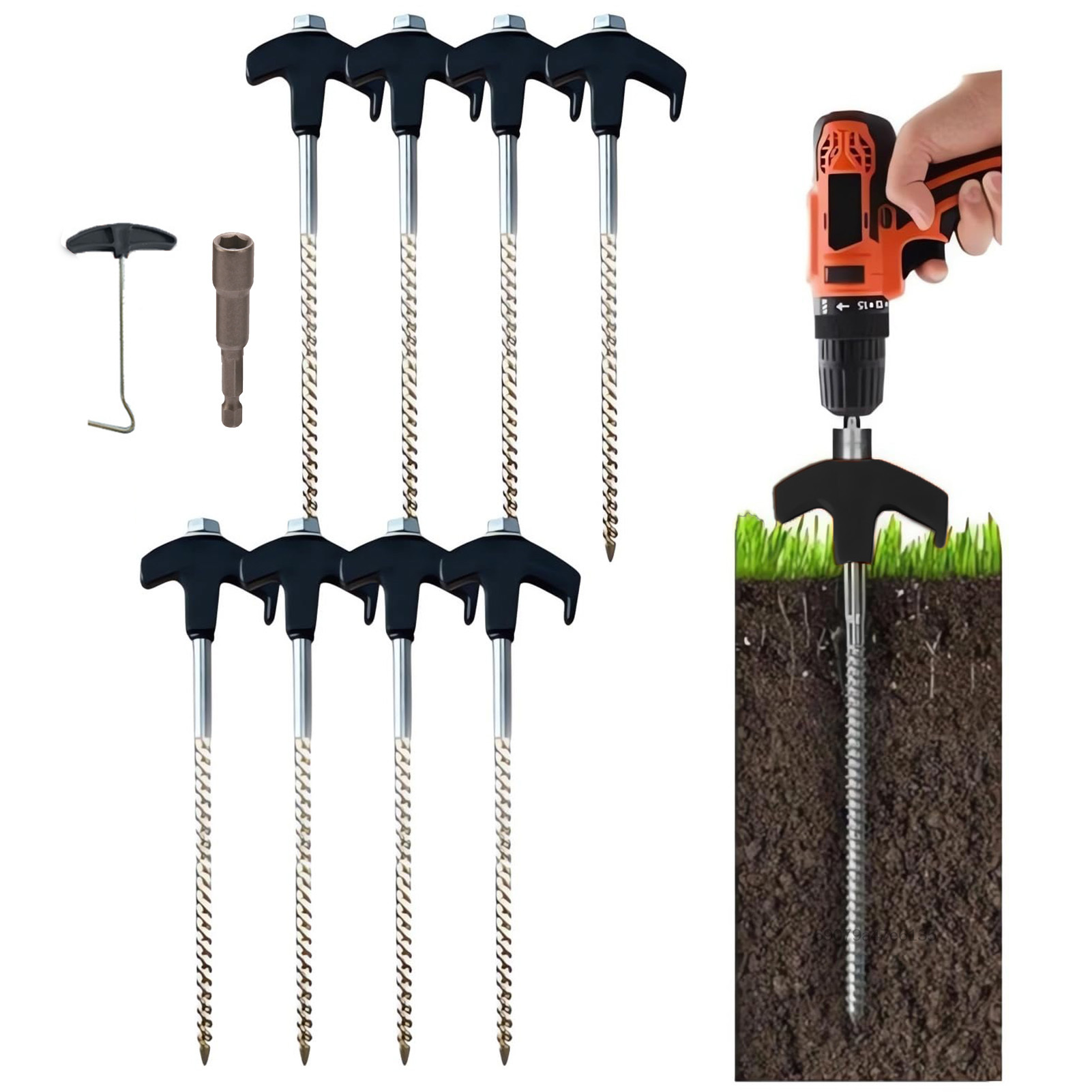 Chuyến đi ngoài trời Cọc cắm trại Cọc lều bằng thép carbon lục giác M8 bắt vít cho hoạt động trong n