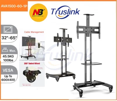 【SG Seller】Truslink Original North Bayou NB AVA1500-60-1P 32 to 65 inch TV Moving Roller Rack Bracket Floor Standing TV Mount TV Mobile Stand With Wheels Height Adjustable TV Trolley Cart Stand TV Stand Hidden Cabling Residential Commercial Events