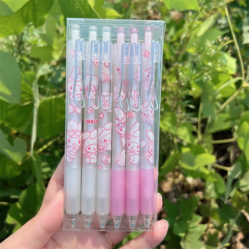 Sanrio Gel Pen 12Pcs Kawaii Hello Kitty Kuromi Melody Cinnamoroll Cartoon  Students Stationery Write Pens School