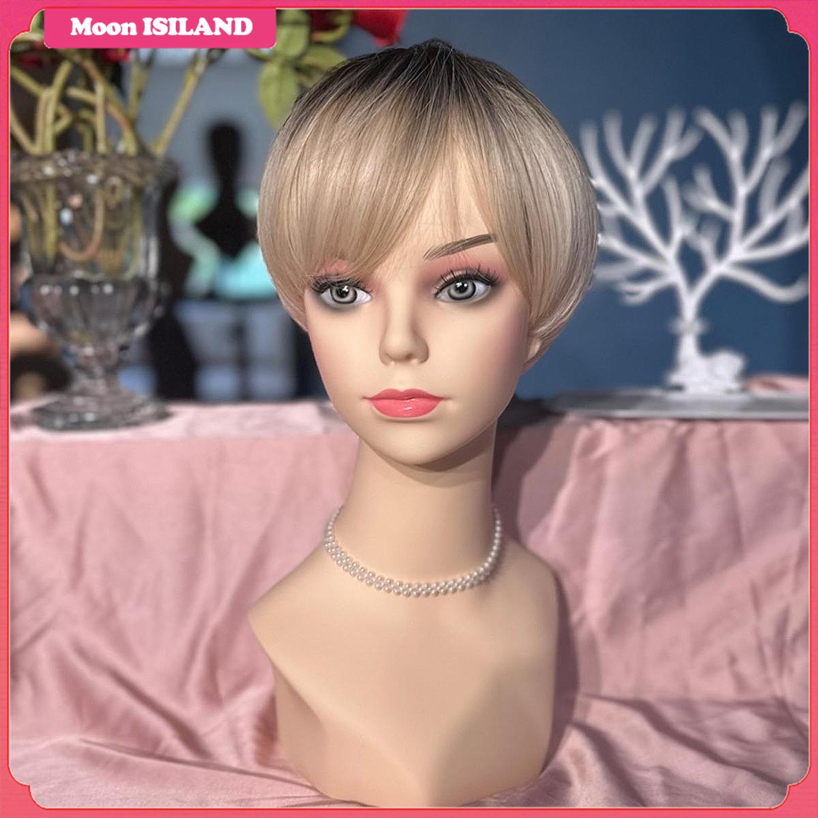 Mặt Trăng isiland Nữ Ma Nơ Canh Đầu Dài Cổ Mạnh Mẽ Thực Hành trưng bày Tóc Giả Đứng PVC đầu manơcanh