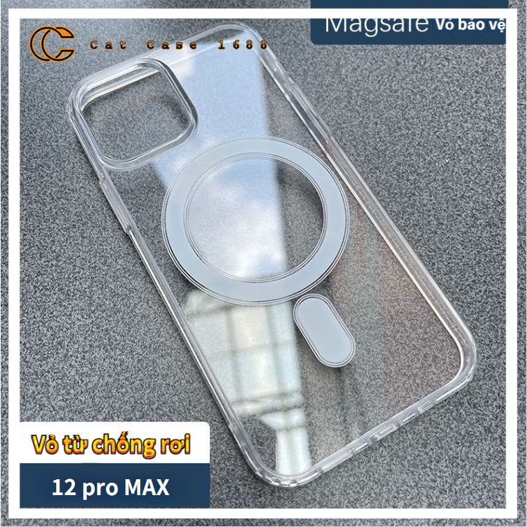 Ốp lưng Magsafe chống sốc Hỗ trợ sạc không dây for iPhone 14 13 12 11 Pro Max XR, Ốp IP từ tính trong suốt Magnetic Case