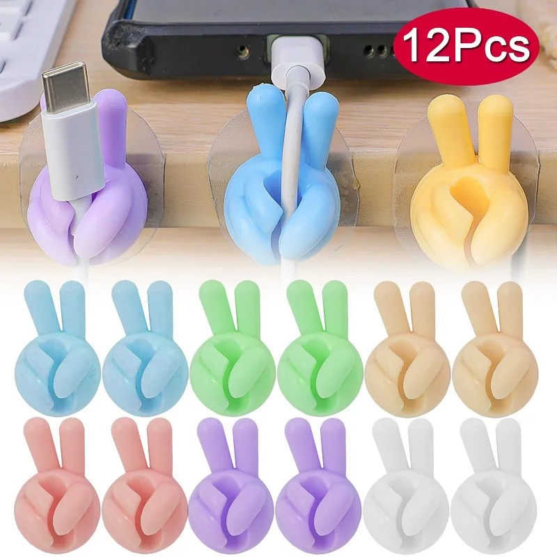 6/12 cái tự dính mini Thumb Bộ Kẹp giữ dây cáp quản lý Clip Bàn Dây quản lý dụng cụ giữ dây cho tai nghe chuột Máy cuộn ống chỉ