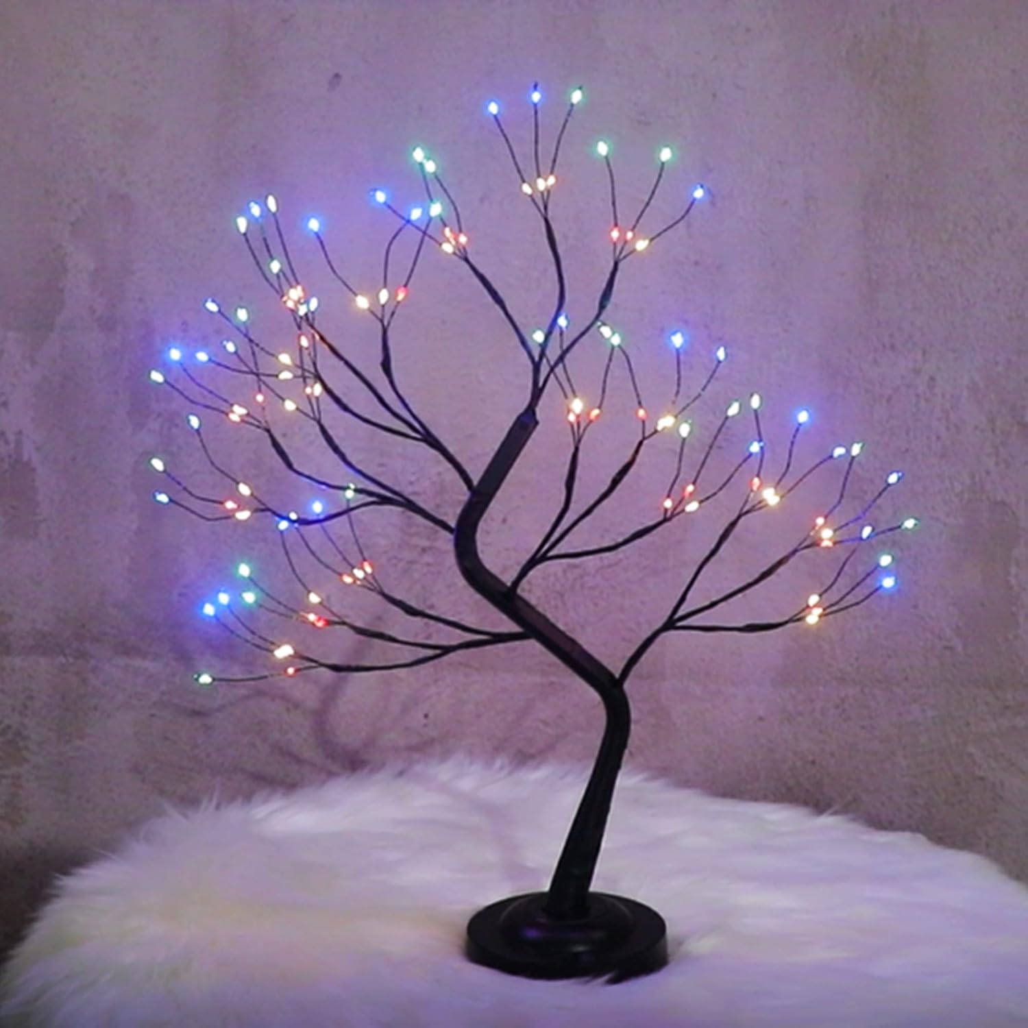 Tabletop Tree Light with 108 LED Bonsai Tree Lamp,8 Lighting Modes Black Trunk Battery/USB Operated with Timer for Home,Room, Party,Halloween Decor（Multi Color）