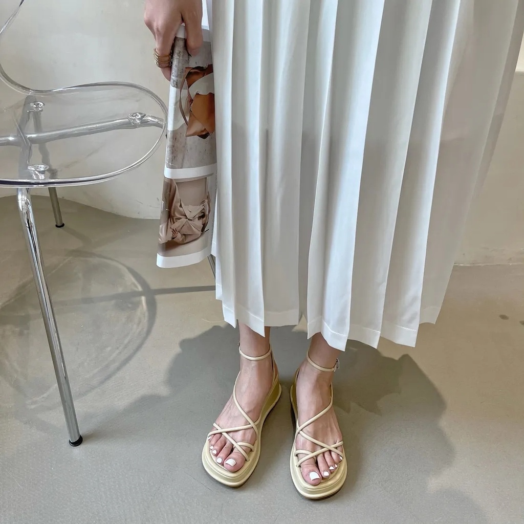 Giày sandal MURIOKI đế dày quai đan chéo phong cách Hàn Quốc thời trang mùa hè mới xinh xắn V912