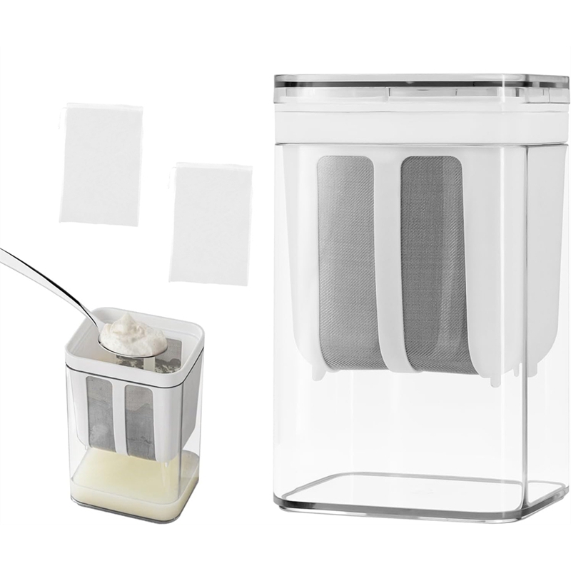 Greek Yogurt Strainer, for Thick Yogurt& Soybean Milk- 1800ml Multi-Function Yoghurt Maker with Fine Mesh Bag& Lid