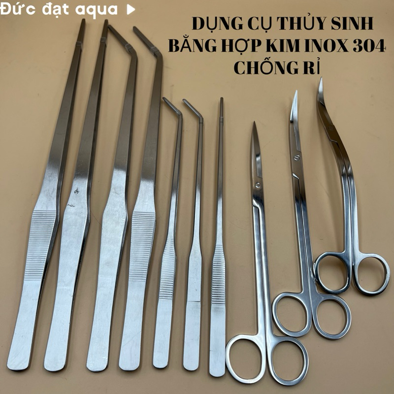 Nhíp trồng cây thủy sinh- kéo cong - kéo thẳng -inox 304 cao cấp kẹp gắp thức ăn cho thú cưng dụng cụ cá cảnh thủy sinh