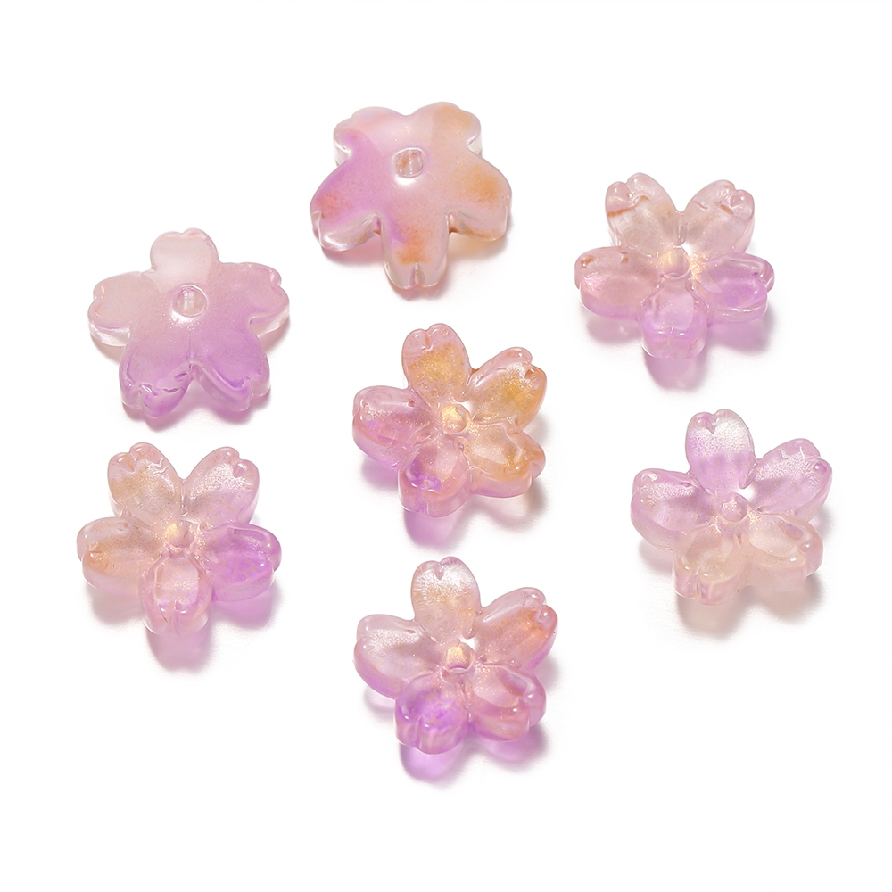 St.kunkka 10Pcs Sakura Glass Flower Beads 10.5mm Glass Receptacle Bead Base for DIY Bracelet Necklace Making