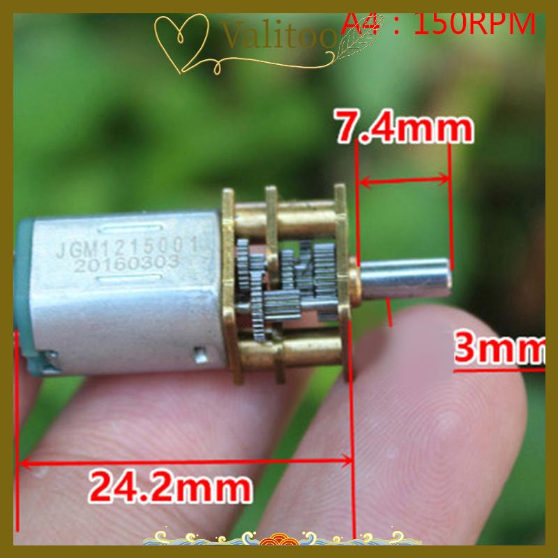 [Valitoo] Micro N20 Bánh Động Cơ Tốc Độ Chậm Kim Loại Hộp Số Giảm Tốc Động Cơ Điện Tự Làm Đồ Chơi - 7