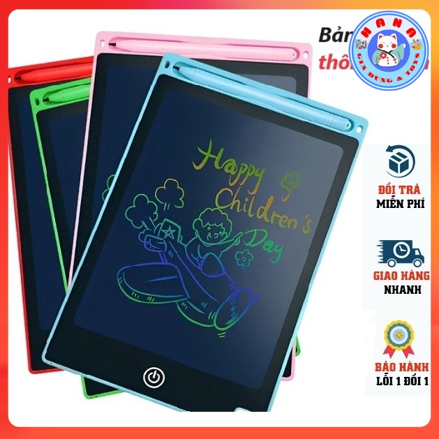  Bảng Viết Thông Minh LCD Đa Sắc Tự Xóa 8.5 Inch 12inch Cho Bé Tập Vẽ Viết -  Hana Kidtoys 