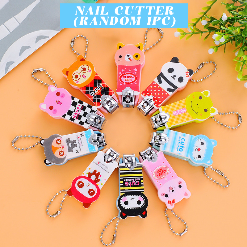 Portable Mini Nail Clipper Baby Adult Cute Cartoon Stainless Steel Finger Trimmer Scissors Keychain Random Color