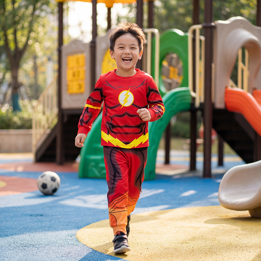 Baby Boy Clothes Set Cute Cartoon Marvel Superhero The Flash Long Sleeve Outfits Cotton Toddler Kids Clothing Sets 1-7 Years