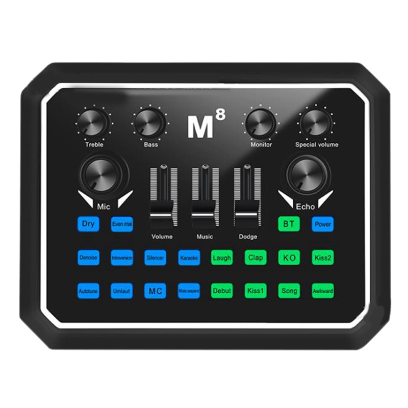 M8 Sound Card Digital Sound Card Live Mixer Microphone Mixer is Suitable