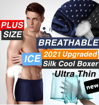 2021 Ice Silk Men Underwear Cool Breathable Comfortable Sport Bamboo Fiber Boxer Stretchable Brief Ultra Light dry/fresh Odor Protection