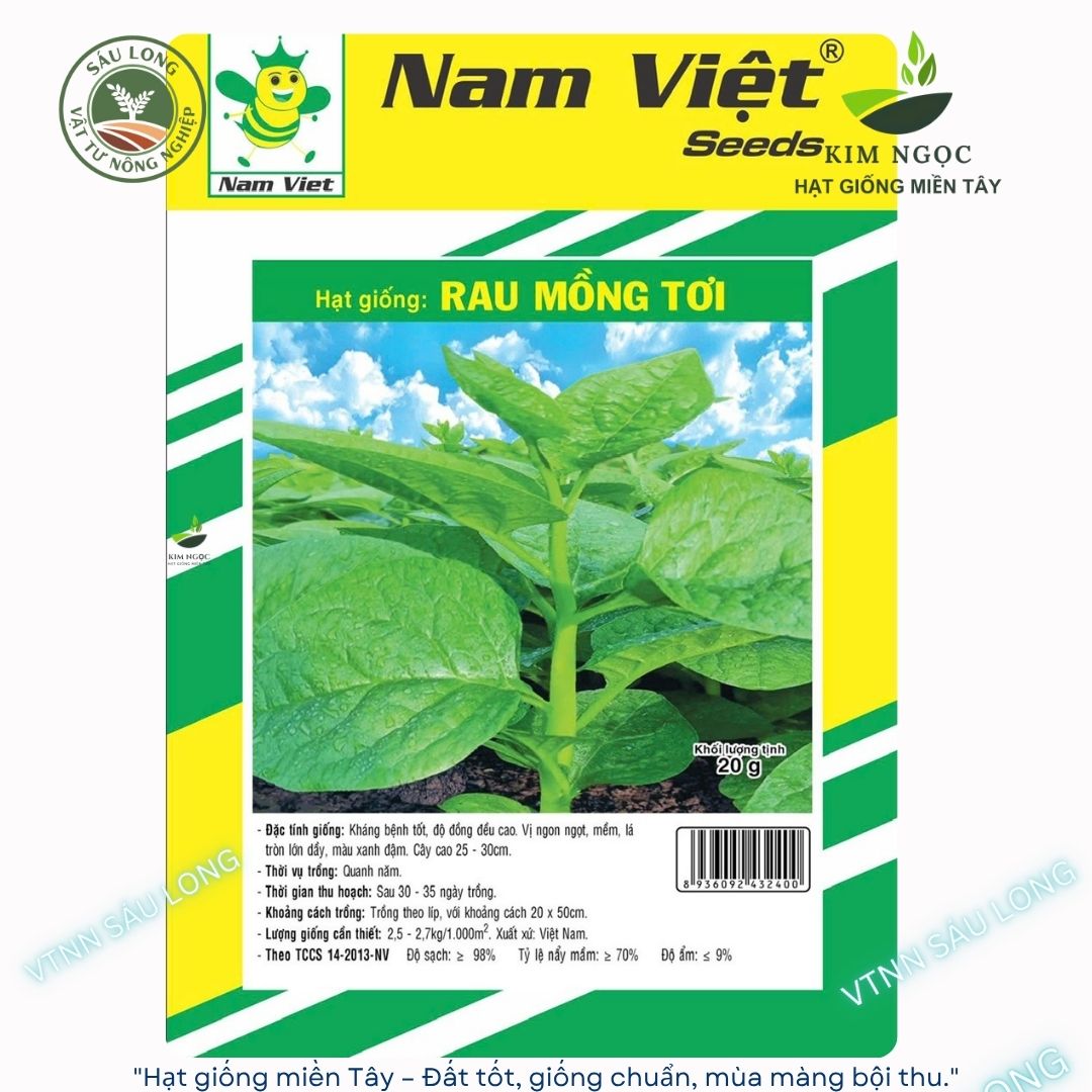 (Gói 50g) Hạt Giống Rau Mồng Tơi NAM VIỆT- Năng suất cao, lá tròn dày, màu xanh đậm, vị ngọt