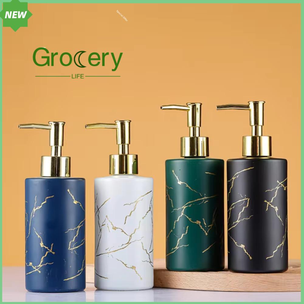 GROCERY LIFE 350ml Chai nhũ tương thủy tinh Gốm sứ Đá Cẩm Thạch Chai nước rửa tay  Hộp đựng xà phòng Bình sữa tắm