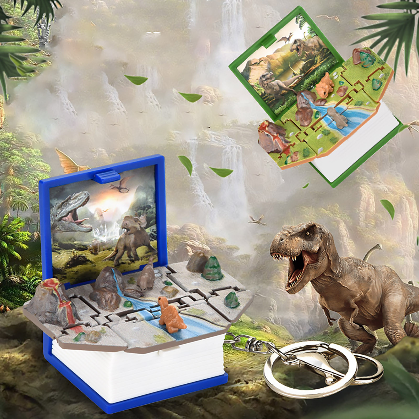 False Denture 3D Dinosaur Toys For Kids PopUp Keychain Dinosaurs Figures