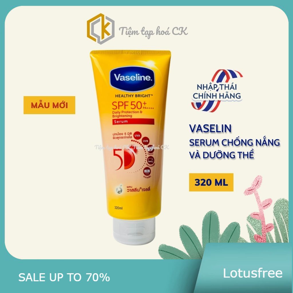 Kem chống nắng Vaseline 50X Healthy Bright SPF50+ 320ml Thái Lan - Lotusfree