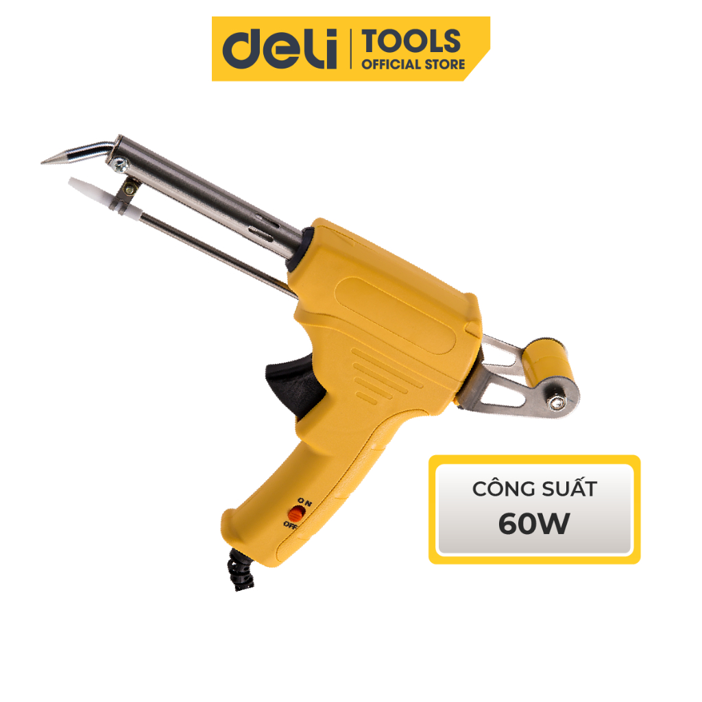 Mỏ hàn thiếc deli công suất 60w - súng hàn tự động - máy hàn xung cao cấp, an toàn, tiện dụng dl394045