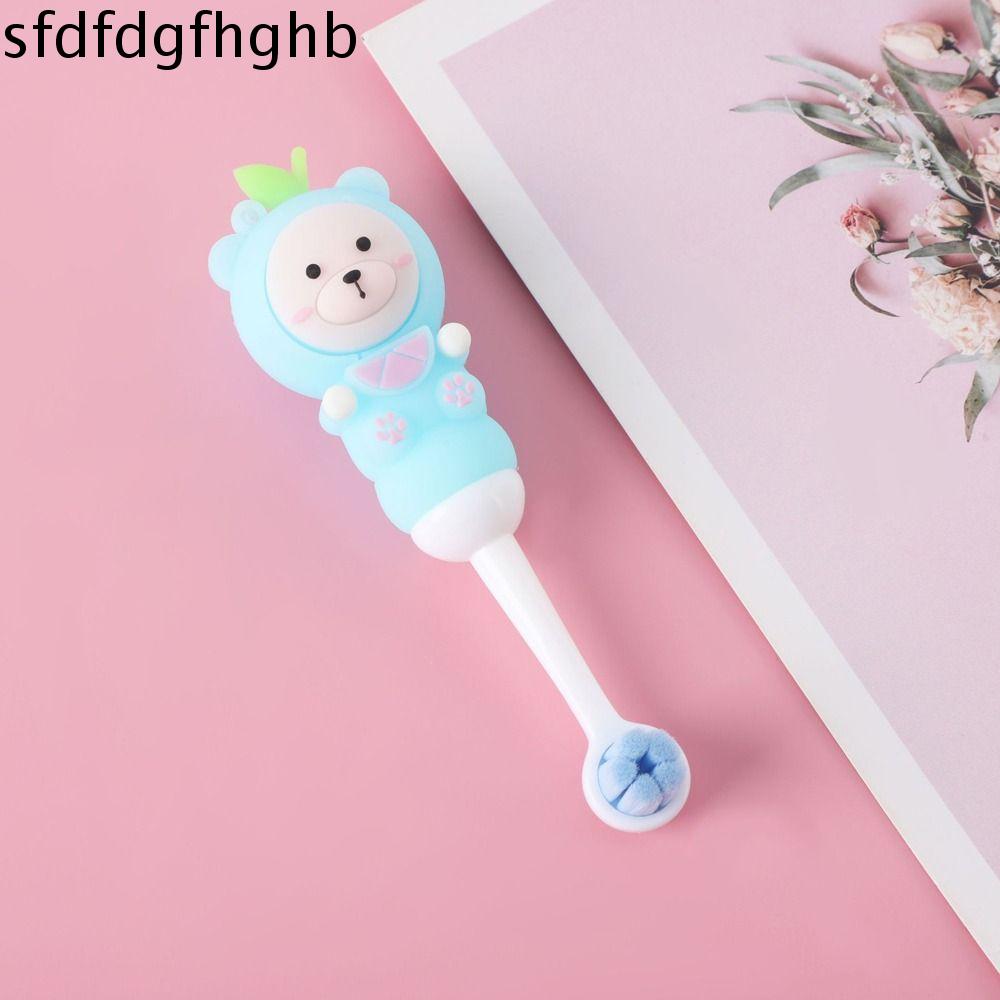 SFDFD Hài Hước Thiết thực Gấu Hoạt hình Tay cầm chống trượt Nhiều màu Lông mềm Làm sạch Bàn Chải Đánh Răng Trẻ em Bàn Chải Đánh Răng Bàn chải đánh răng trẻ em Silicone Bàn Chải Đánh Răng