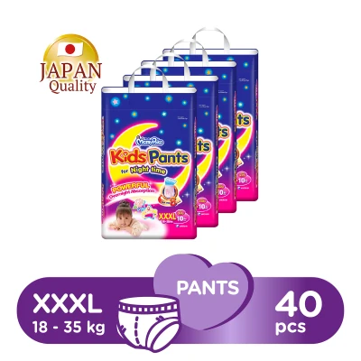 MamyPoko Kids Night Pants Girl Diapers XXXL 10 X 4 Packs 40 Pcs (18-35kg)