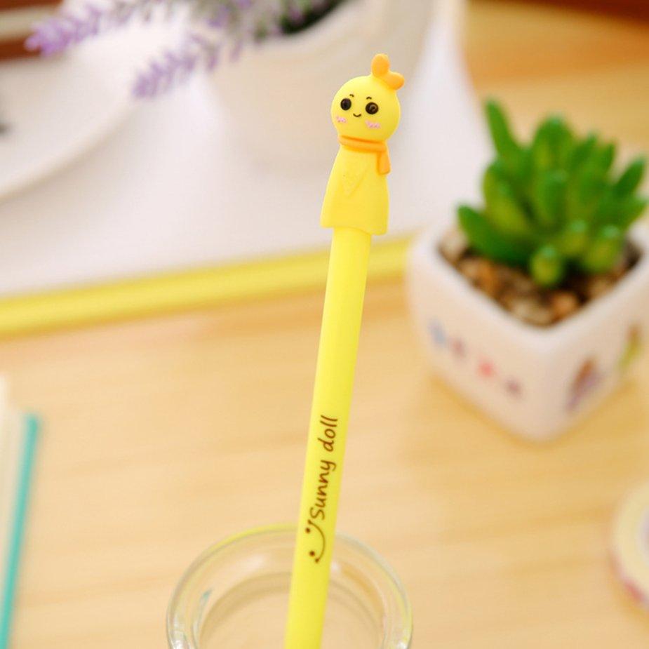 Hot Sale 0.38MM Cartoon Lovely Sunny Doll Pen Black Ink Gel Pen Ballpoint Pen for School Writing Office Signature Stationery Supplies