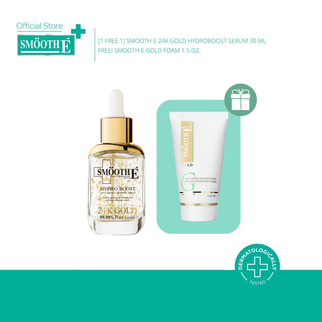 [1 Free! 1] Smooth E 24K Gold Hydroboost Serum 30 Ml. Free! Smooth E Gold Foam 1.5 Oz. ราคา 1,315 บาท*ส่งฟรี