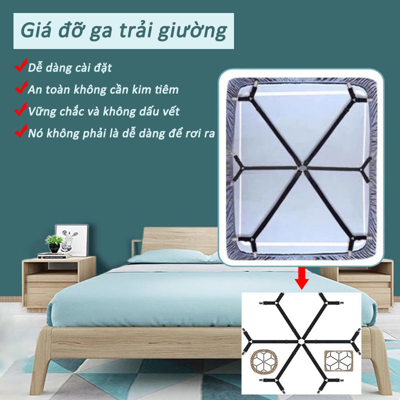 Giá đỡ ga trải giường,Kẹp giường giữ khăn trải giường tại chỗ,Vòng 6 Chiều 2 Kẹp,Có thể điều chỉnh, kim loại