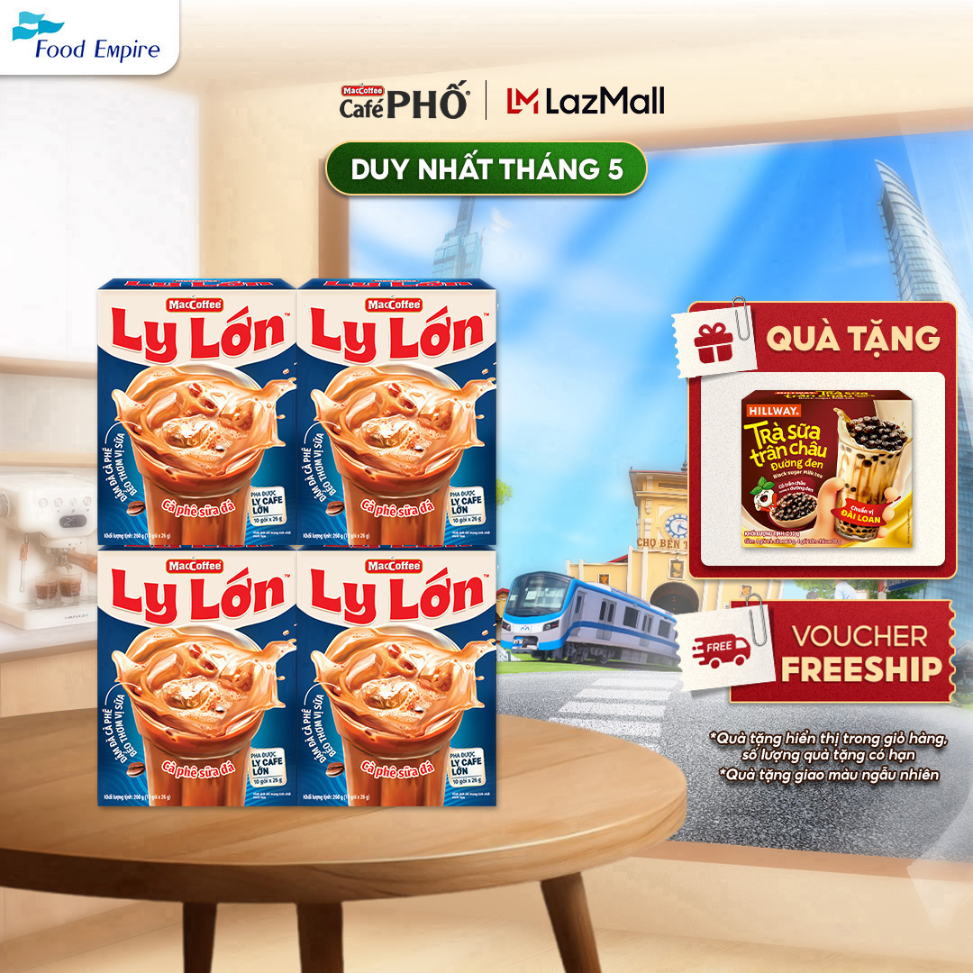 Combo 4 hộp Cà phê Ly Lớn - Maccoffee (hộp 10 gói x 26g)