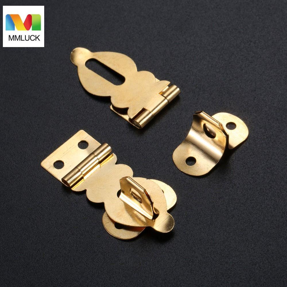 MMLUCK 6pcs Cổ điển Móc khóa bằng đồng thau Với ốc vít Móc khóa Khóa hộp Bền Khóa Móc cài bằng đồng Hộp gỗ