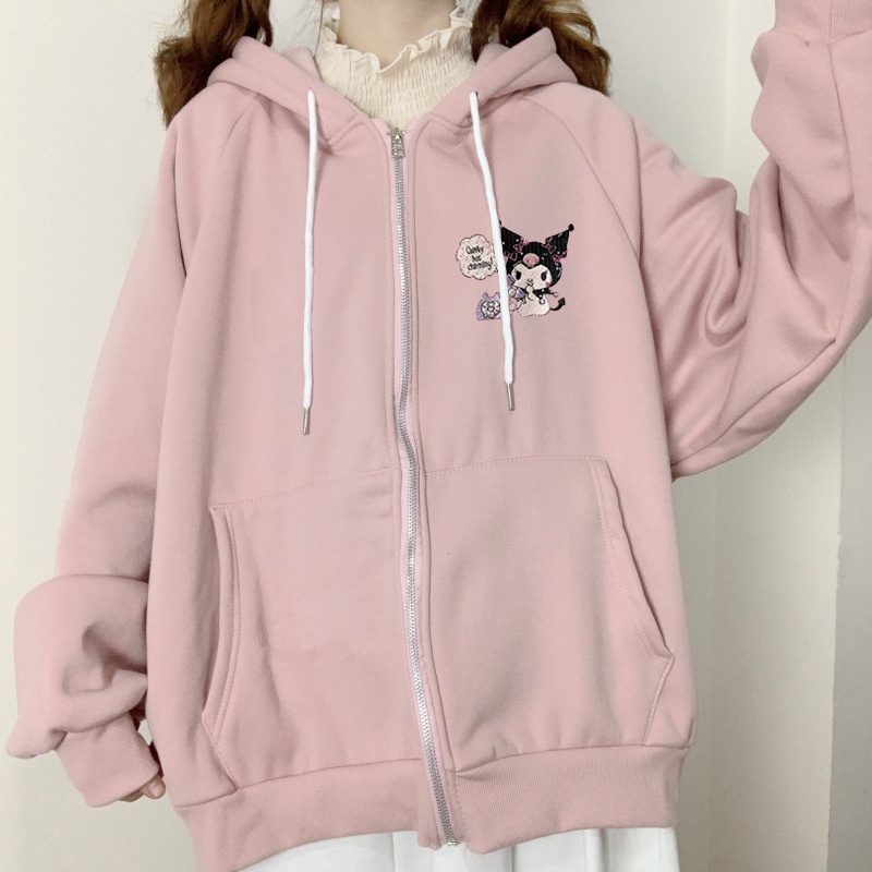 My Melody Kawaii kuromi cinnamoroll Sanrio cho cô gái nhật bản hoodie Harajuku Thời Trang Dạo Phố Tay áo dài hoodie kéo khóa cho nữ cardigan