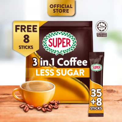 SUPER Less Sugar Instant 3in1 Coffee, 35 sticks + 8 sticks