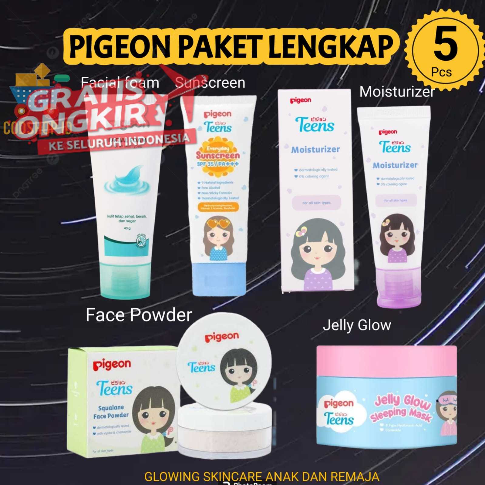 PIGEON 1 PAKET LENGKAP PIGEON TEENS Jelly Glow Sleeping Mask sunscreen moisturizer