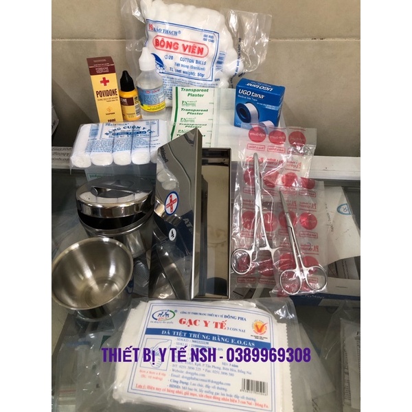 Bộ 12 món] bộ dụng cụ y tế vệ sinh thay băng rửa vết thương cho gia đình,bộ dụng cụ sơ cứu y tế tại nhà cho gia đình