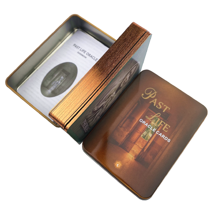 【Hot-Selling】 Metal Box Golden Gilded Edition Past Life Oracle Cards Divination Deck With Paper Guidebook English Classical Tarot Board Games