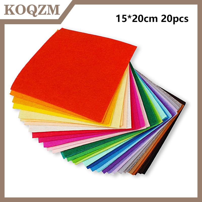 KOQZM 20 cái tấm vải nỉ mềm 20 màu chắp vá may thủ công tự làm hình vuông không dệt vải thủ công dày 1mm
