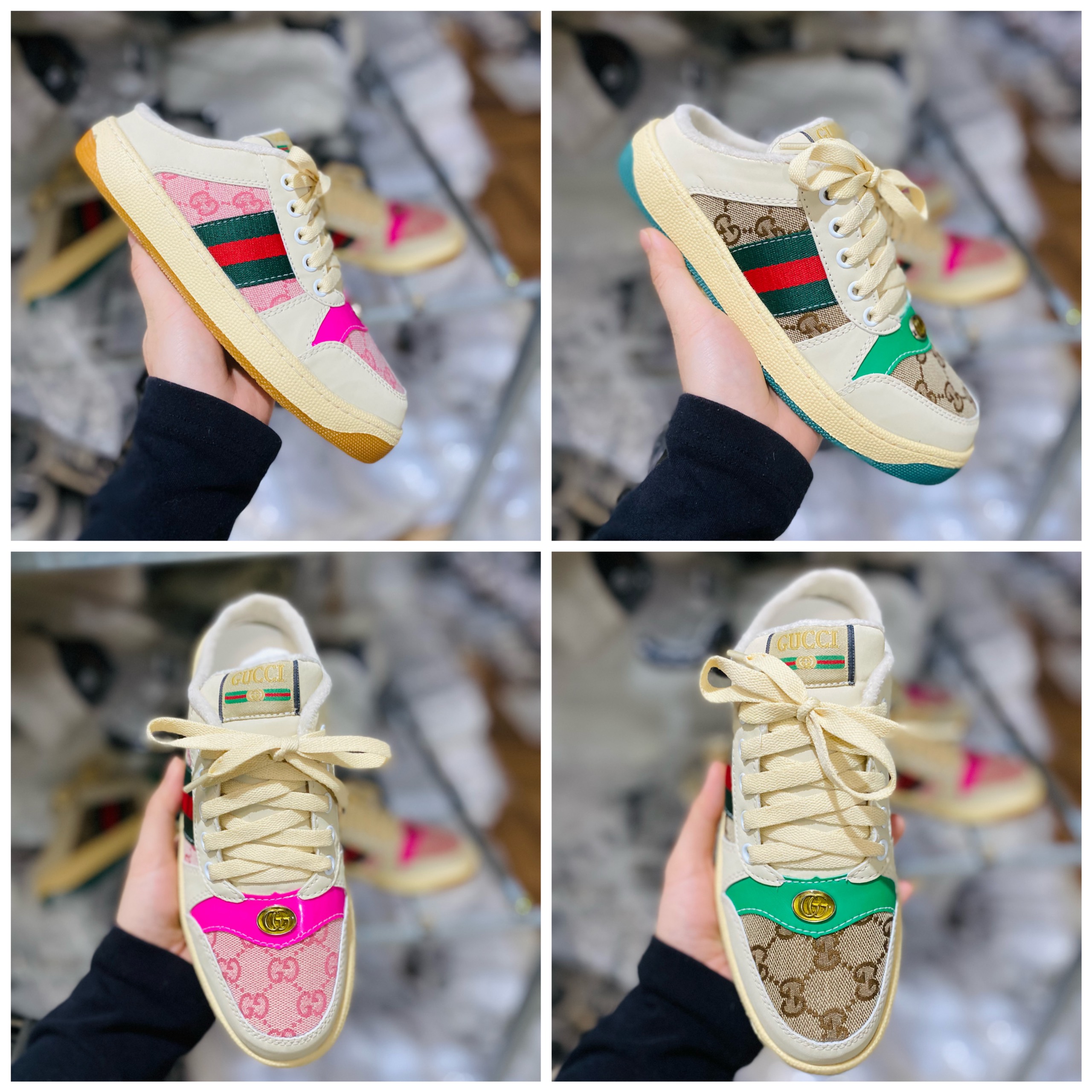 Giày sục thể thao Gucci màu hồng, xanhGiày sneaker Sục nữ Gucci