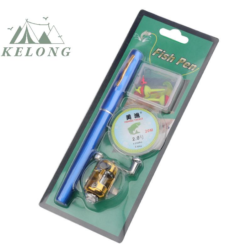 KELONG Bút cần câu mini cầm tay Cần câu thiết lập penfishingrod bút que A + P dòng trống Reel