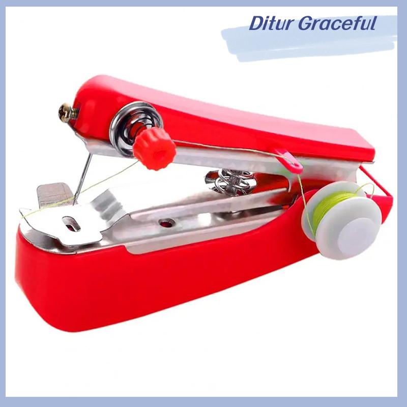 Ditur 1 Set Mini Sewing Machine Fast Stitch Labor-saving Fabric Clothes Sewing Tools Handheld Portable Mini Manual Sewing Machine