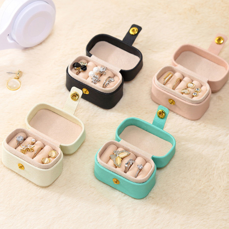 Hot Sale PlayfulPicksS Du lịch nhỏ đồ trang sức trường hợp xách tay Bông tai tổ chức hộp da lưu trữ trường hợp