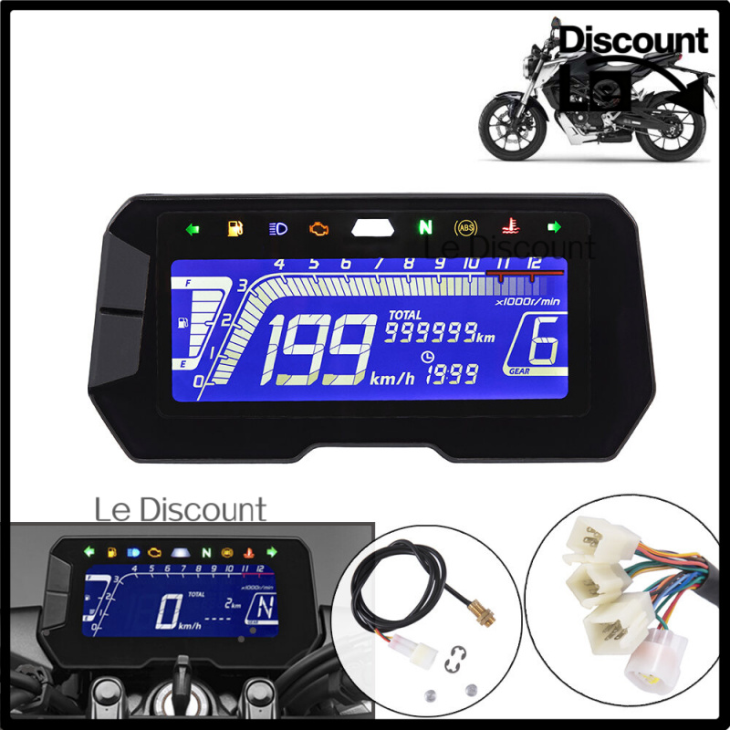 Phổ Xe Máy LCD Đồng Hồ Đo Tốc Độ Kỹ Thuật Số Đo Dặm Đèn Nền Đồng Hồ Công Tơ Mét Xe Máy 12000RPM 6 Bánh Răng Cho 2, 4 Xi Lanh Mét Giá 978,186 Đồng*Miễn phí vận chuyển