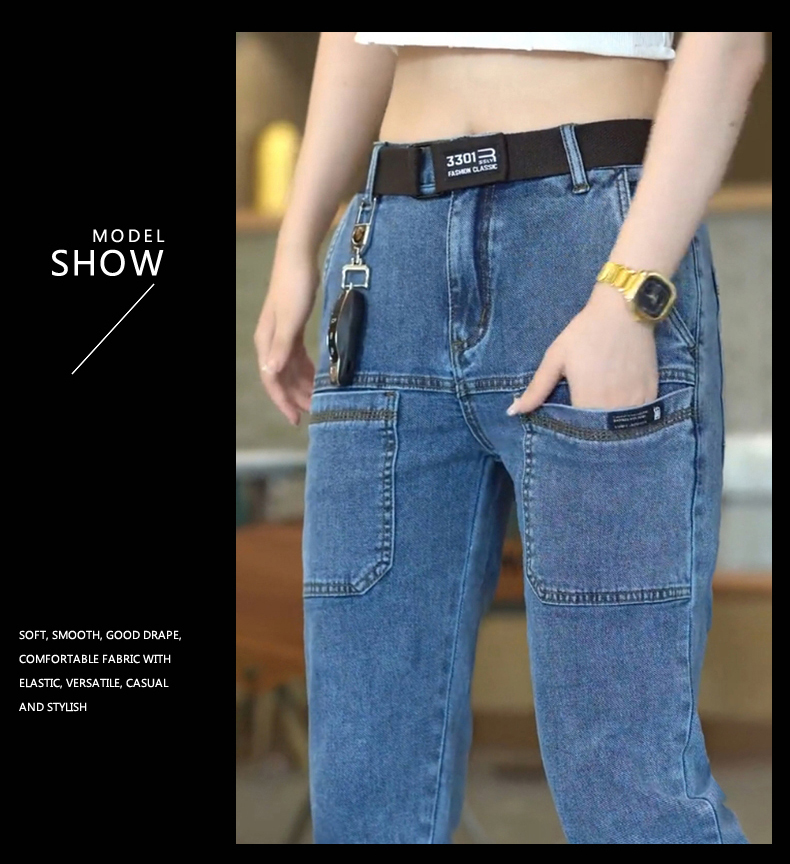 [lsdj] 2023 New Men's Slim Jeans Stretch Skinny Multi Pocket Fashion Designer Denim Trousers Male Brand Clothes Pants Streetwear · v2