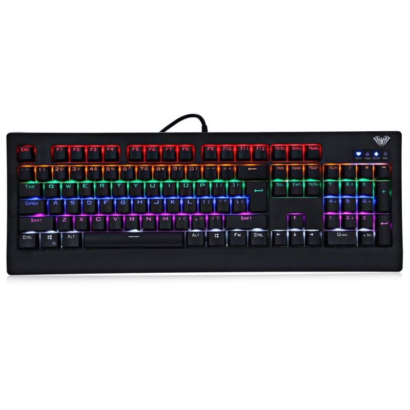 AULA 104-key LED Breathing Light Mechanical Blue Axis Gaming Keyboard (Black) Singapore