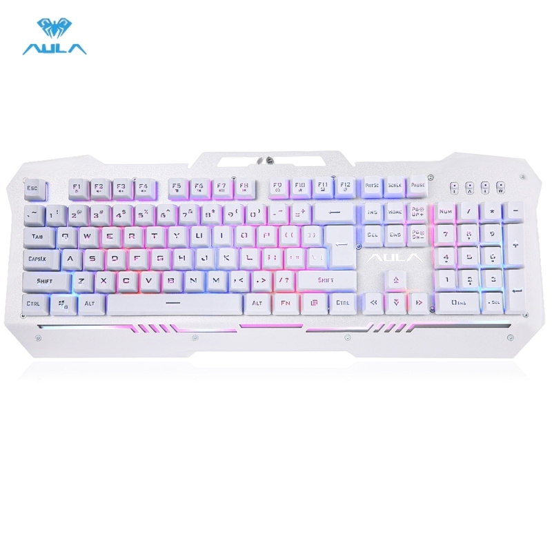 AULA Wired Mechanical Blue Switches Optical Gaming Keyboard with LED Backlit (White) Singapore