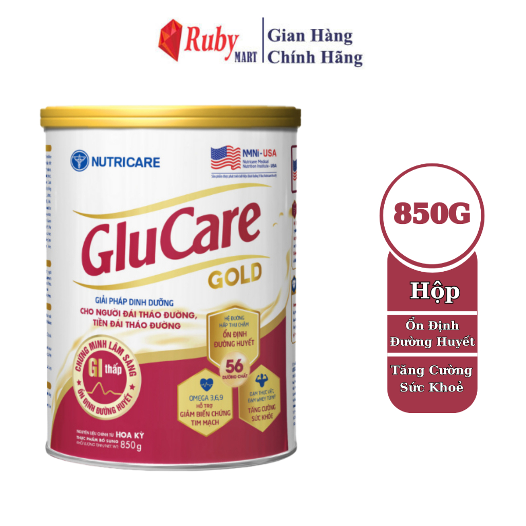 Sữa Bột Nutricare GLUCARE GOLD 850G Giúp Cân Bằng Đường Huyết Hỗ Trợ Người Đái Tháo Đường