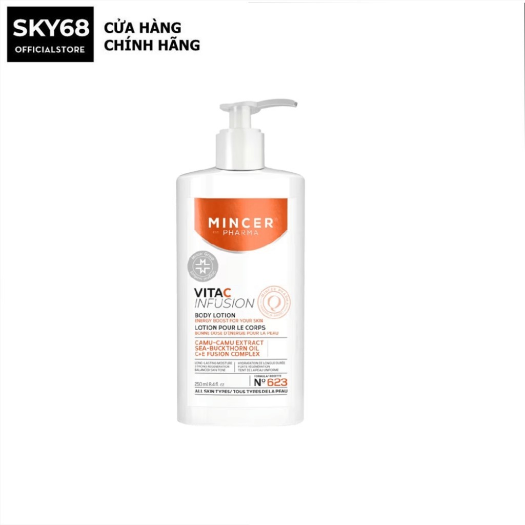  Kem Body Lotion Dưỡng Trắng & Chống Lão Hoá Mincer Pharma Vita C Infusion Body Lotion 250ml 