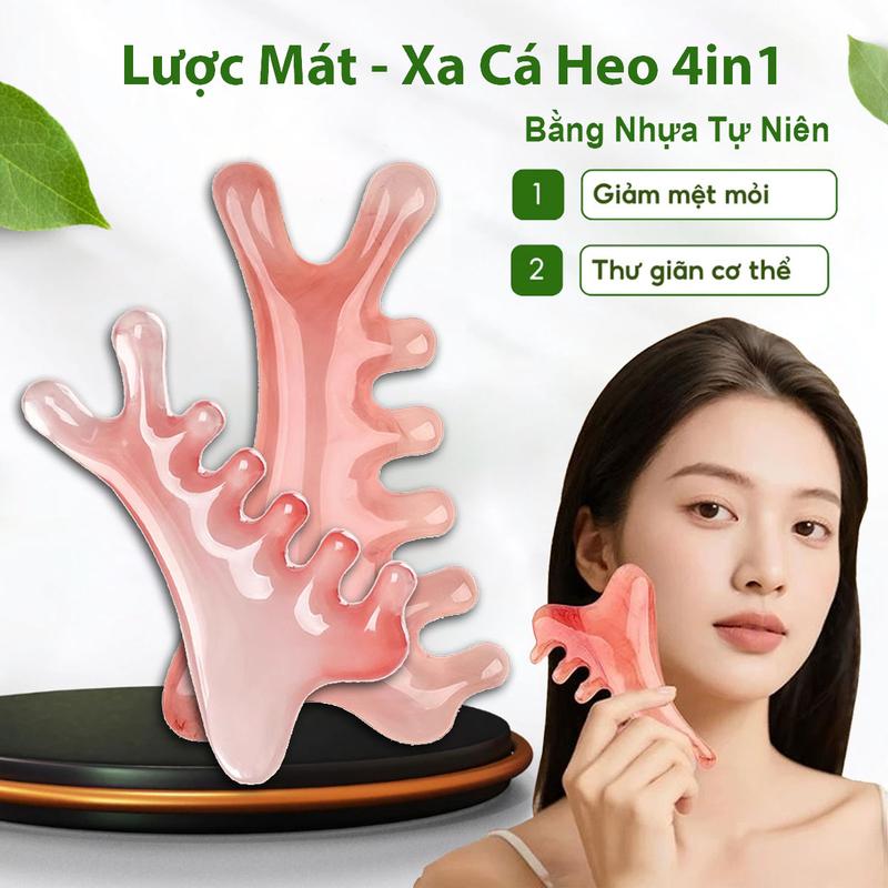 ( Combo 3 ) Lược Mát Xa Cá Heo 4 trong 1 - Dụng Cụ Mát Xa Mặt Đầu Cổ & Da Toàn Thân Chống Lão Hóa Giúp Thư Giãn Nâng Cơ Làm Săn Chắc Da Chất Liệu Nhựa Tự Nhiên Kích Thước 10,5*6,4*4cm - 260517