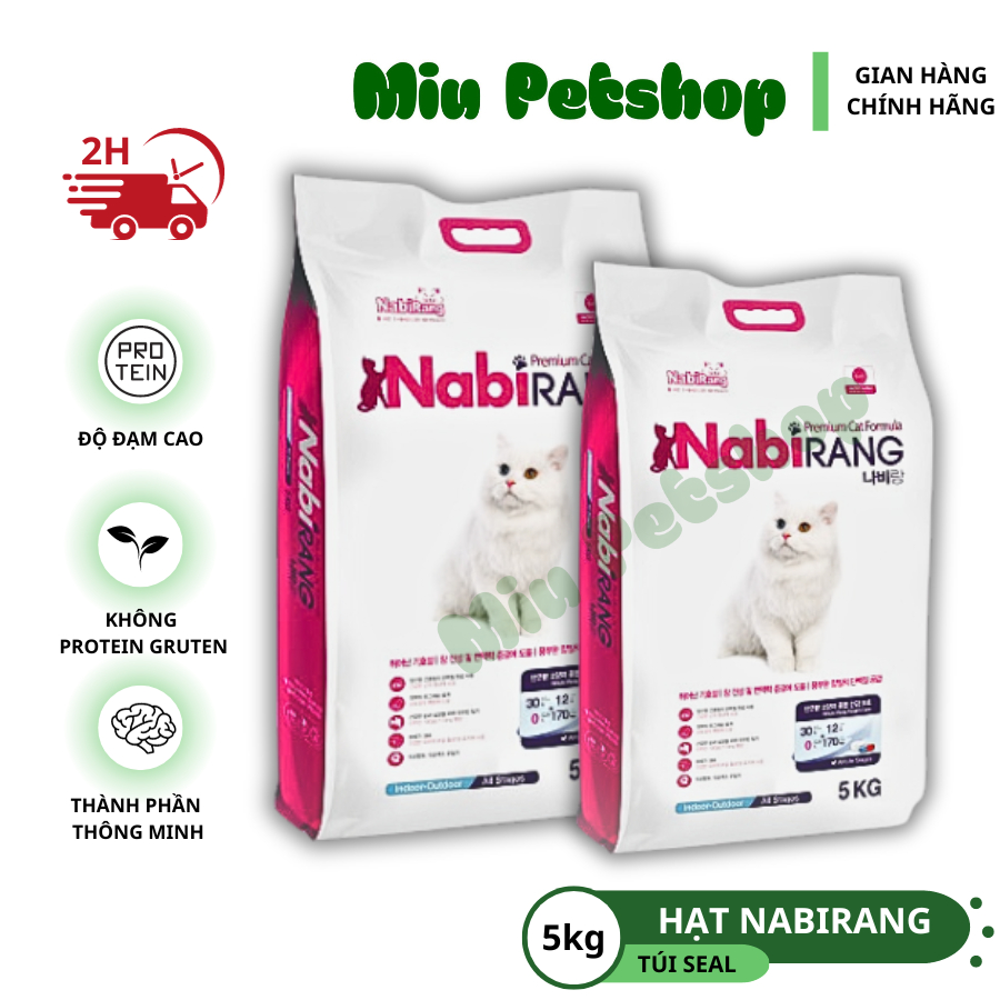 Hạt cho mèo Nabirang - Túi 5KG - Hạt dinh dưỡng cho mèo mọi lứa tuổi.