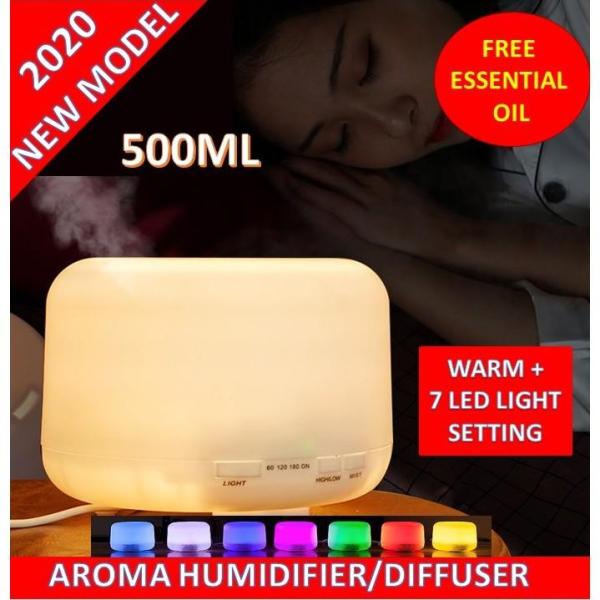[Lowest Price]Remote 500ml Aroma Diffuser / Ultrasonic Humidifier / Humidifier / Air Humidifier /Diffuser Warm 7 Light Singapore