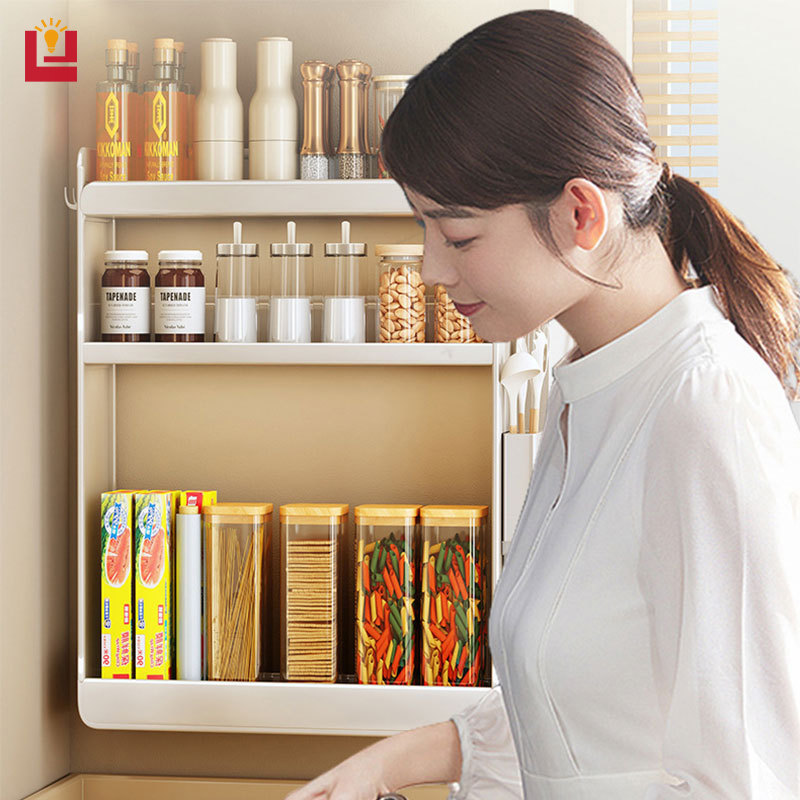 YONUO Hole-free kitchen wall-mounted storage rack Multifunctional wall-mounted spice rack to store bottles and jars with seasoning rack ราคา 757 บาท*ส่งฟรี