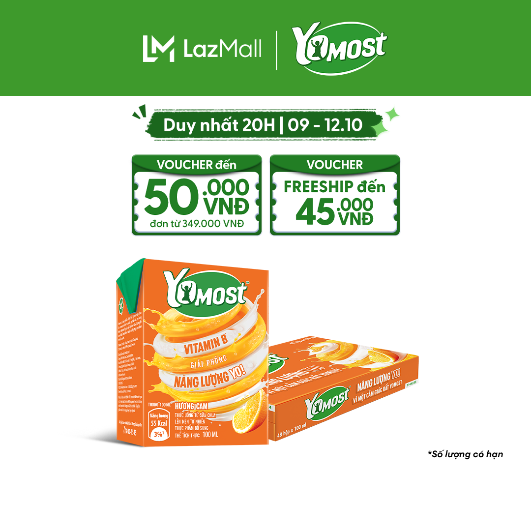 Thùng 48 Hộp Sữa Chua Lên Men Tự Nhiên Yomost Hương Cam 100ml (48x100ml)
